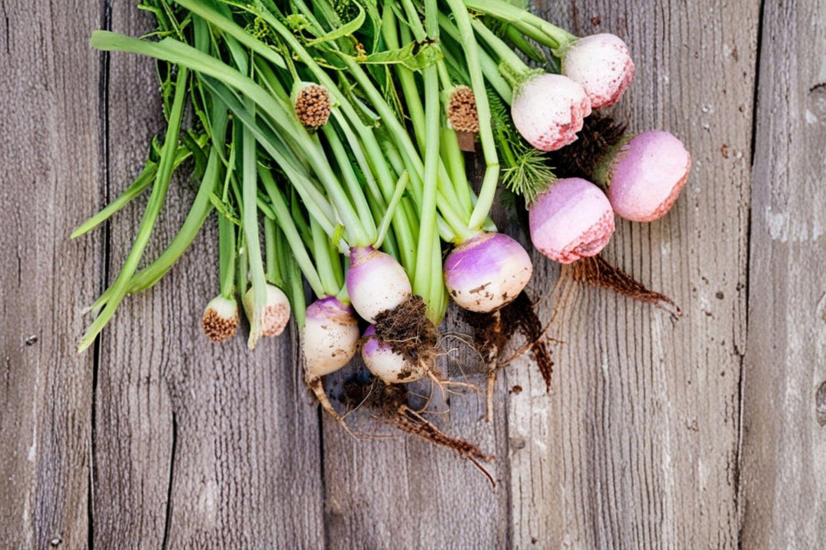 Turnip Seeds - 300 Count - Purple Top White Globe - Brassica rapa - Heirloom Variety for Flavorful Roots & Greens
