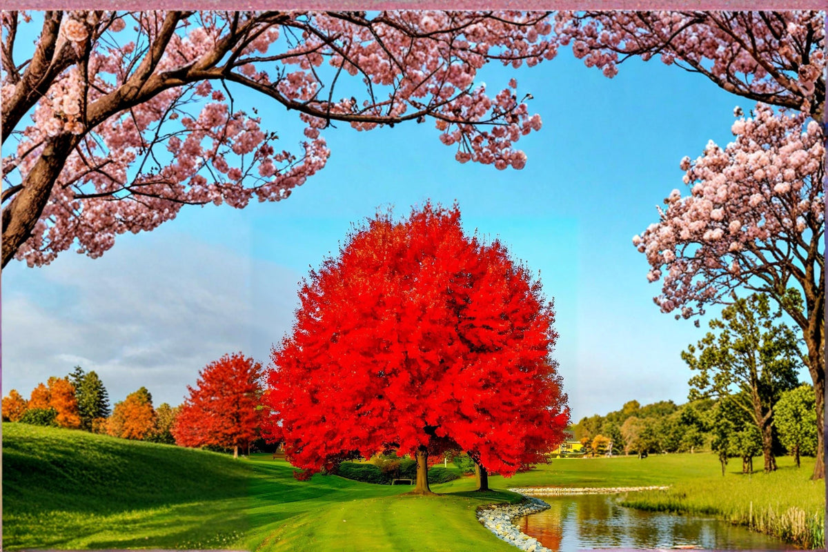 Red Maple Live Plants 18" Tall, Acer rubrum, Deciduous Ornamental Tree, Vibrant Fall Foliage, 2 Pack