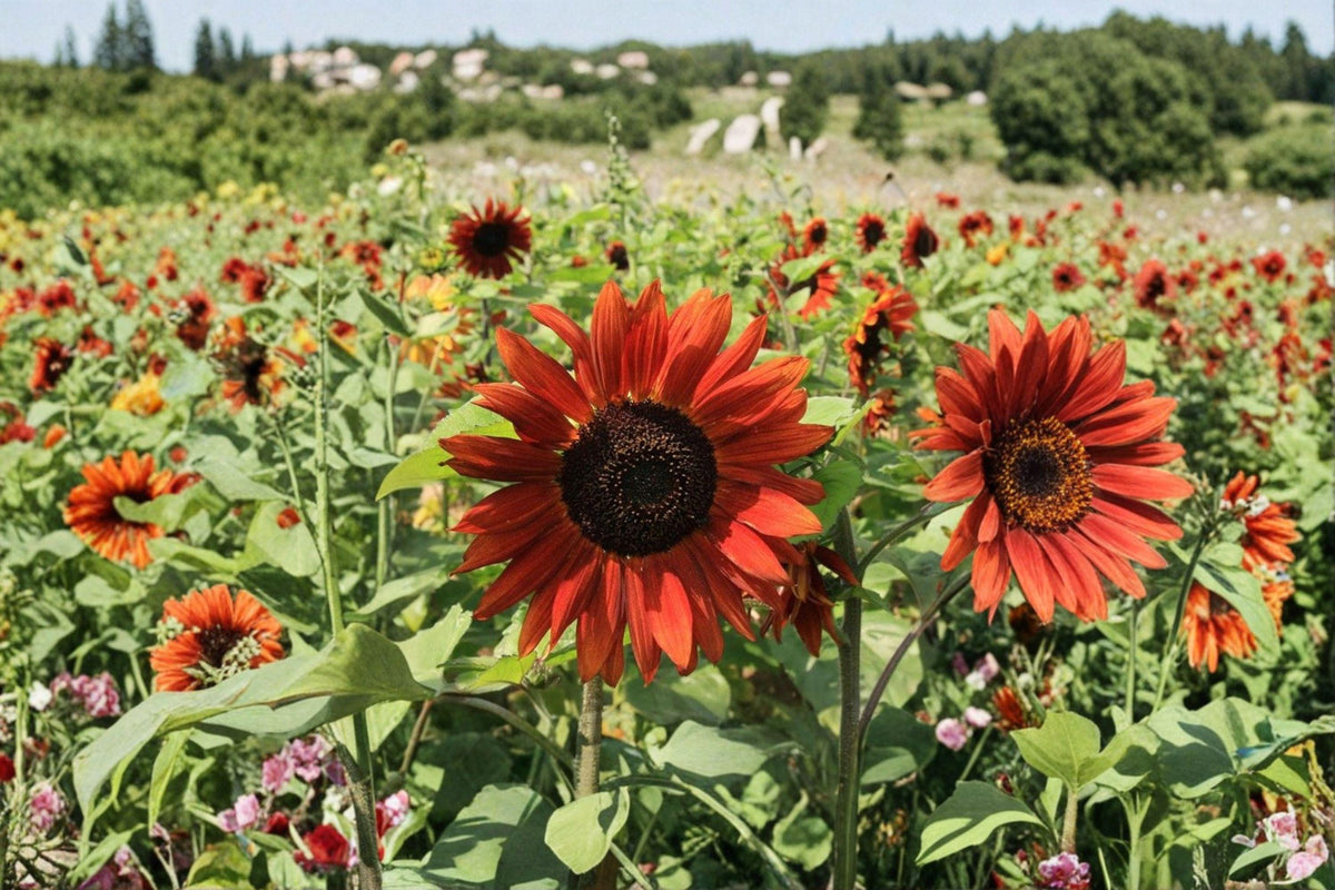 Velvet Queen Sunflower Seeds - 15 Heirloom Deep Burgundy Blooms - Helianthus annuus - Pollinator Favorite for Gardens