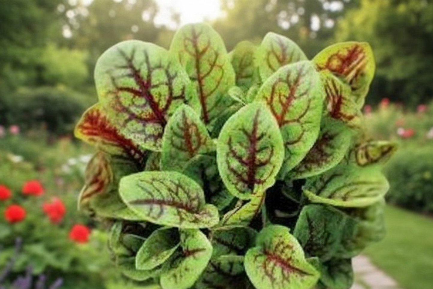 Red Veined Sorrel Live Plant, Edible Herb, Rumex sanguineus, Perennial, Rooted Plant