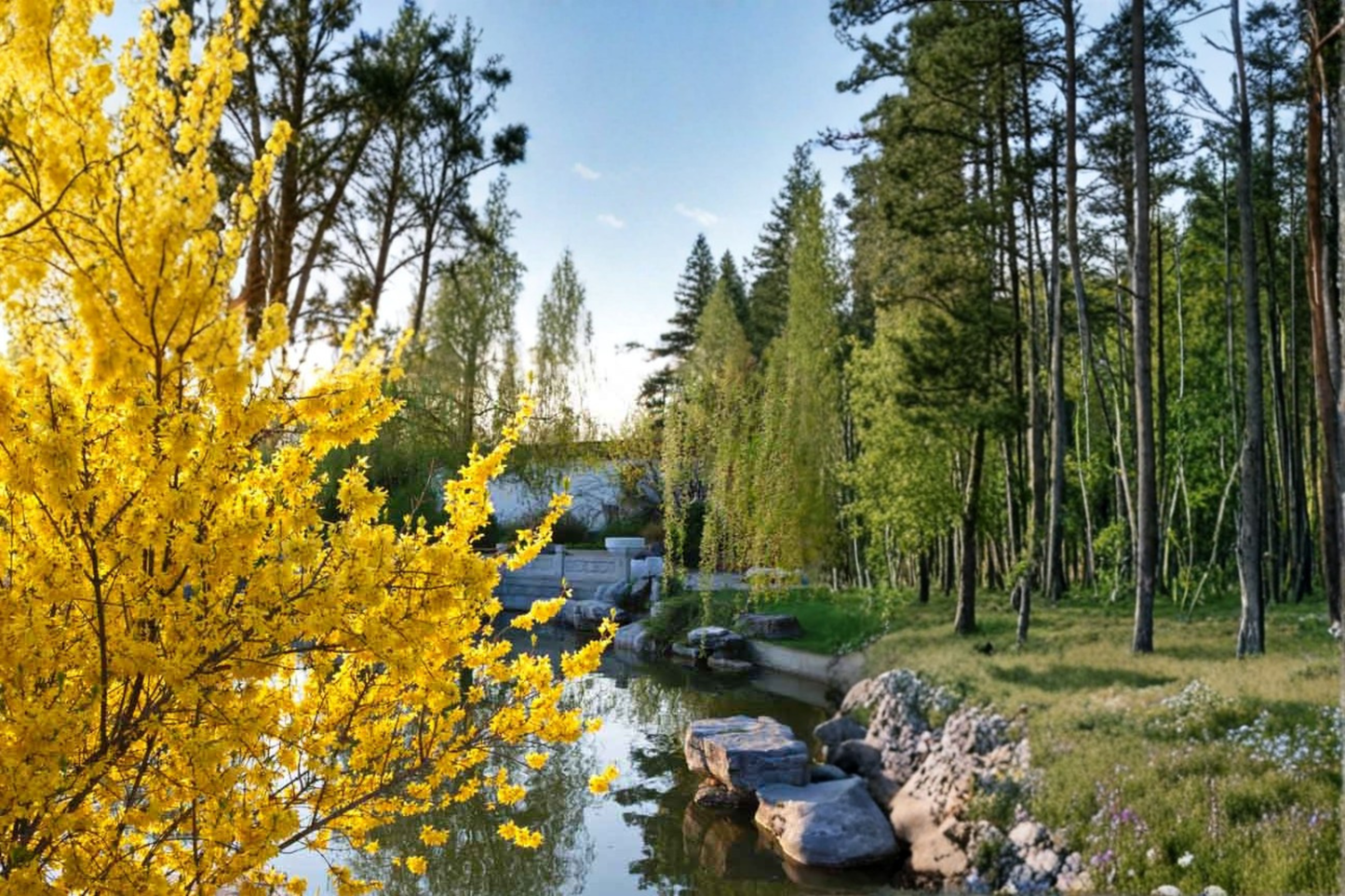 Forsythia Flowering Shrub 2-4 Ft Live Plant, Yellow Spring Blooms, Deciduous Landscape Bush for Garden Hedge & Outdoor Landscaping