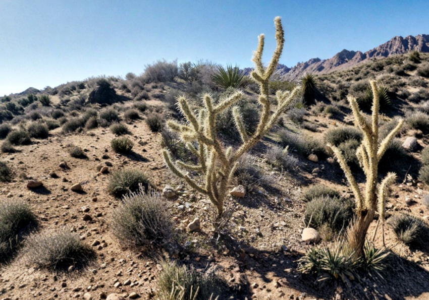 Cylindropuntia Acanthocarpa Silver Cholla Cane Cutting with Yellow Orange Flowers Desert Cactus