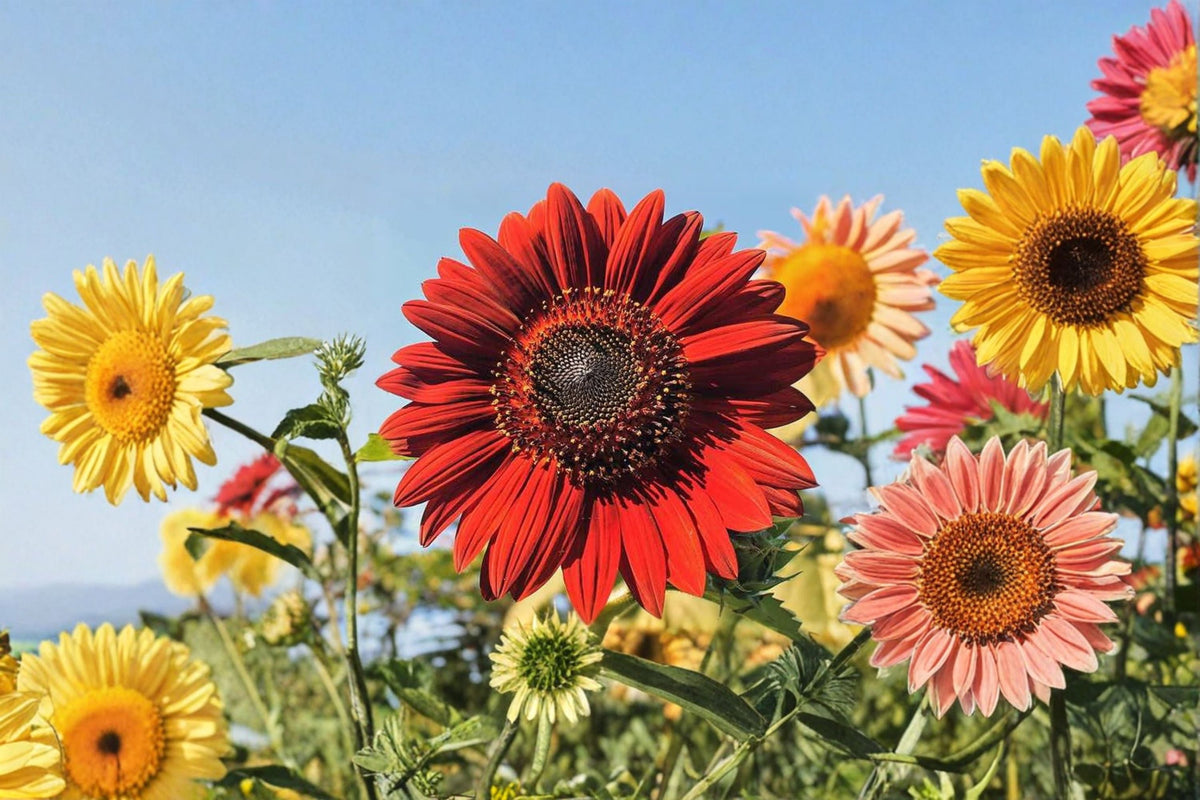 Velvet Queen Sunflower Seeds 15 Count - Deep Red Burgundy Blooms Helianthus Annuus - Easy Grow Pollinator Friendly Garden Plant