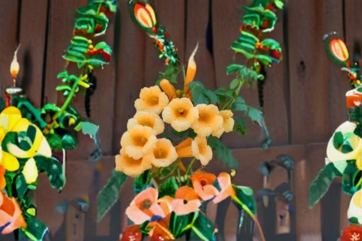 Yellow Trumpet Vine Seeds - 20 Seeds Campsis radicans 'Flava' - Fast Growing Climbing Flower Vine for Vertical Gardening