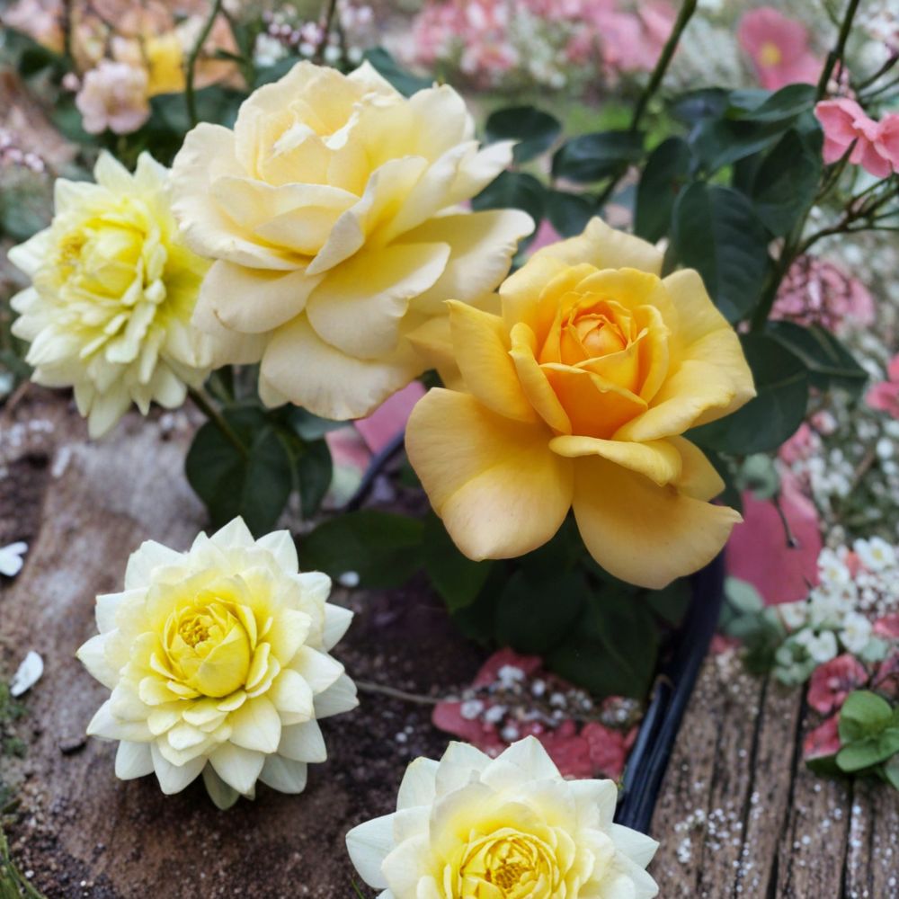 Sunsprite Floribunda Rose Live Plant - 5 Gallon Deep Yellow Flowering Rose Bush