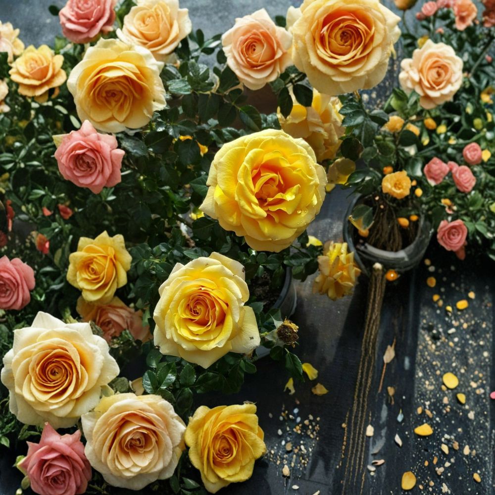 St. Tropez Floribunda Rose Live Plant | 5 Gallon Flowering Rose Bush