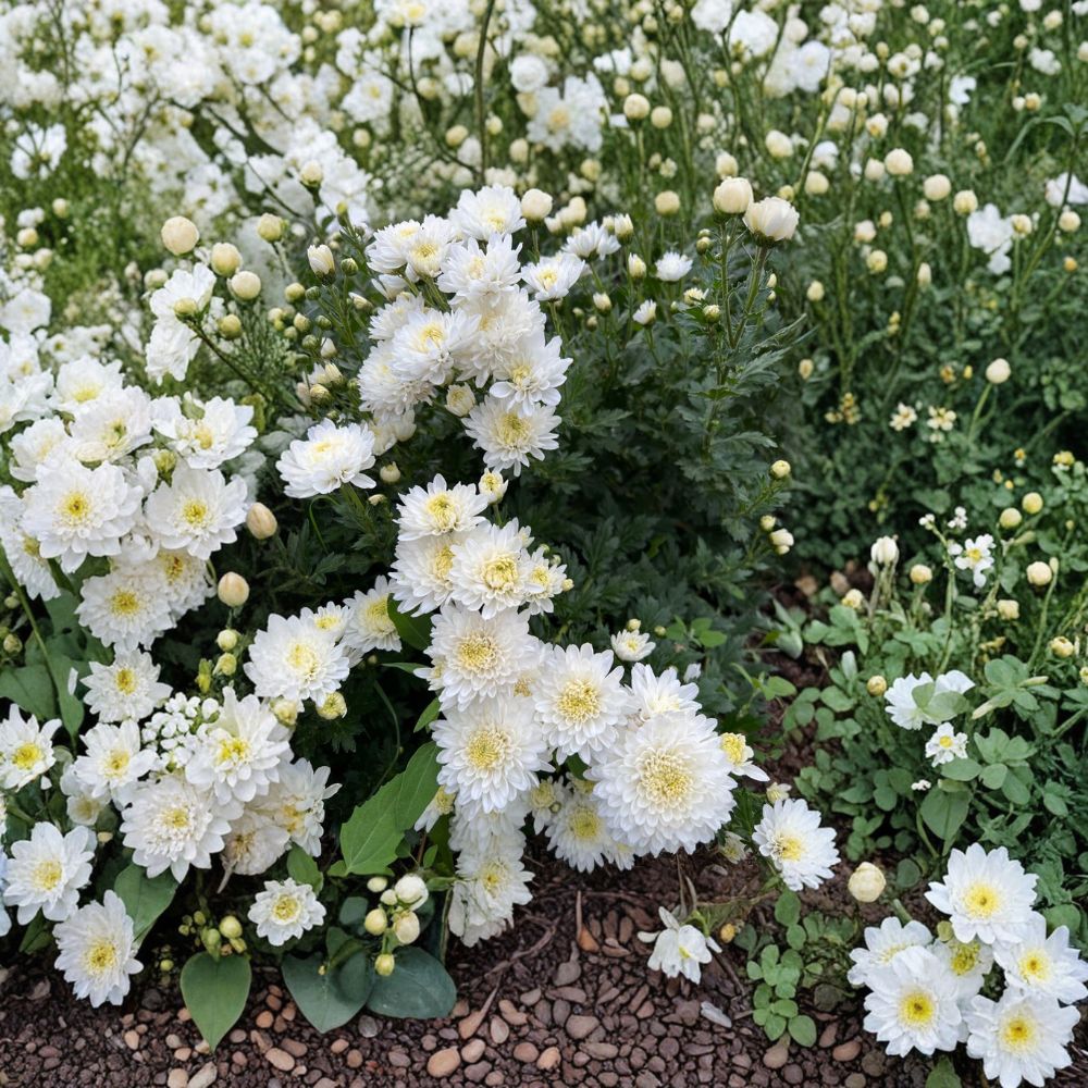White Chrysanthemum Plants 2-Pack | Potted Perennial Mums with Classic White Blooms for Garden & Patio