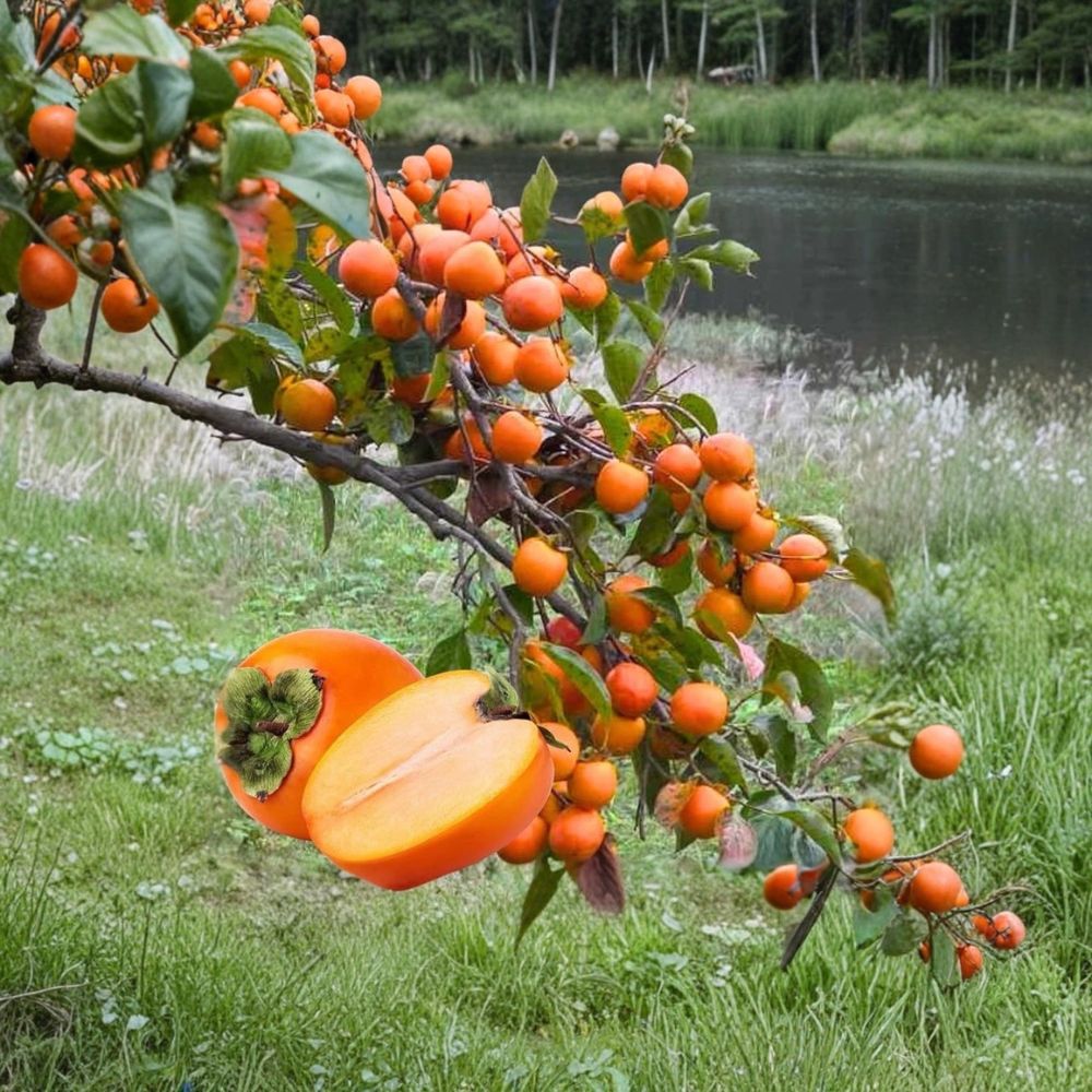 American Persimmon Tree Diospyros virginiana 2-3 Ft Tall Bare Root Sweet Native Fruit Tree