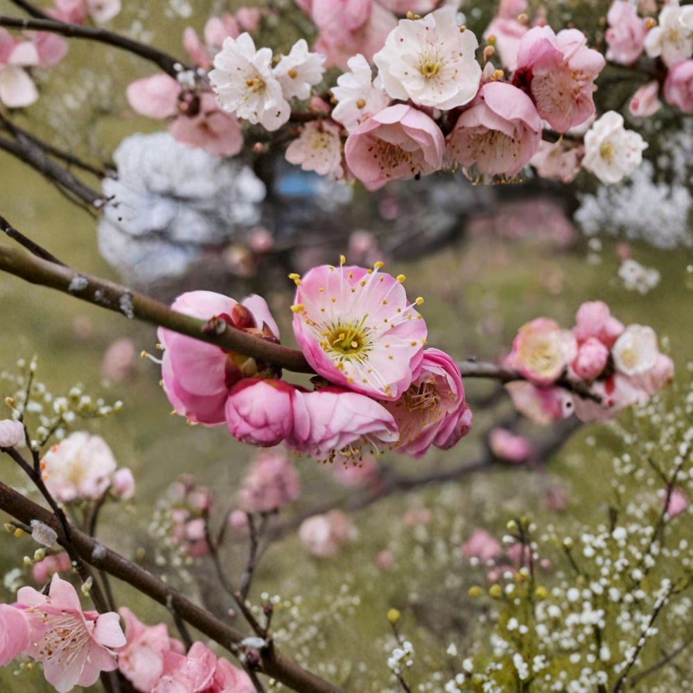 Fufen Ume Flowering Tree – Prunus mume ‘Fufen’ Live Plant with Pale Pink Apricot Blossoms, 30–36 Inches Tall