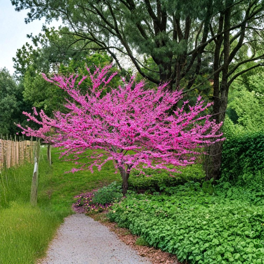 Eastern Redbud Tree (Cercis canadensis) 2-3 Ft Potted Ornamental Tree with Pink Spring Blossoms