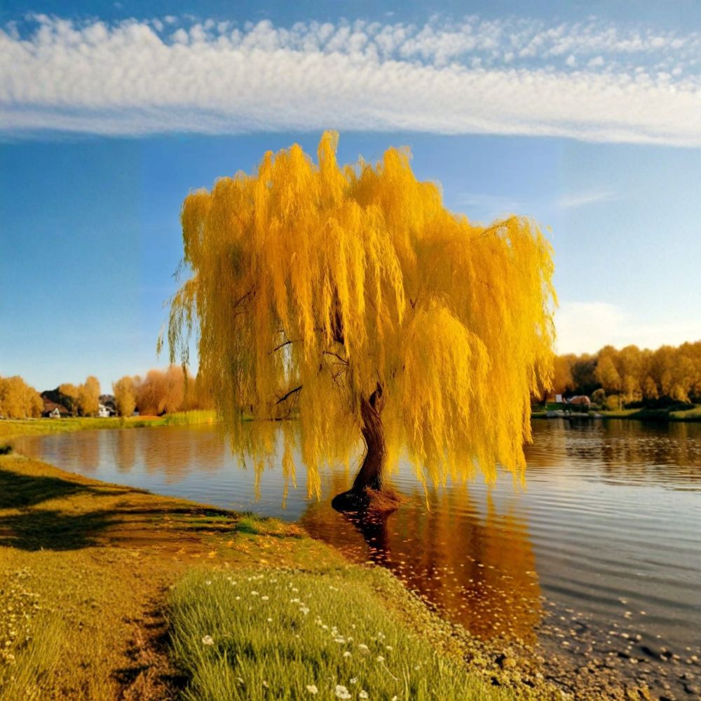 Golden Weeping Willow Salix babylonica Live Potted Tree 3 Ft Tall Fast Growing Ornamental