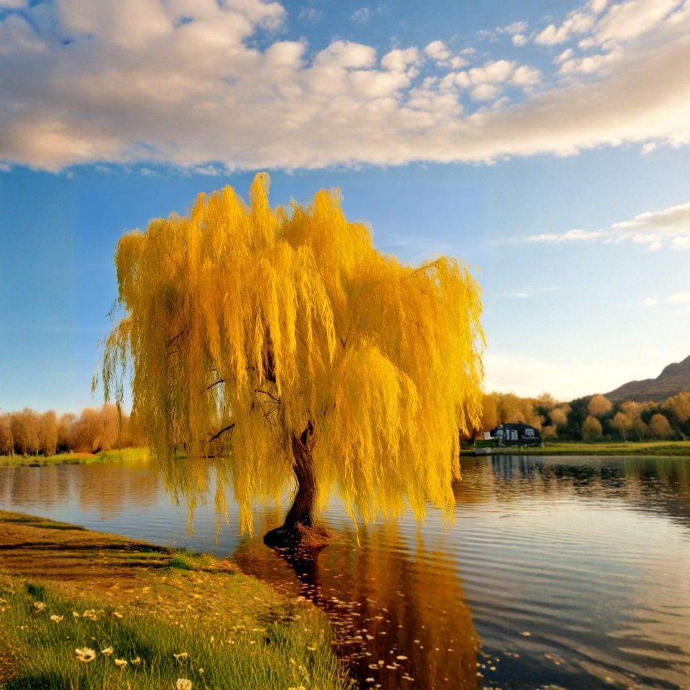 Golden Weeping Willow Salix babylonica Live Potted Tree | Fast Growing Ornamental Bonsai Style