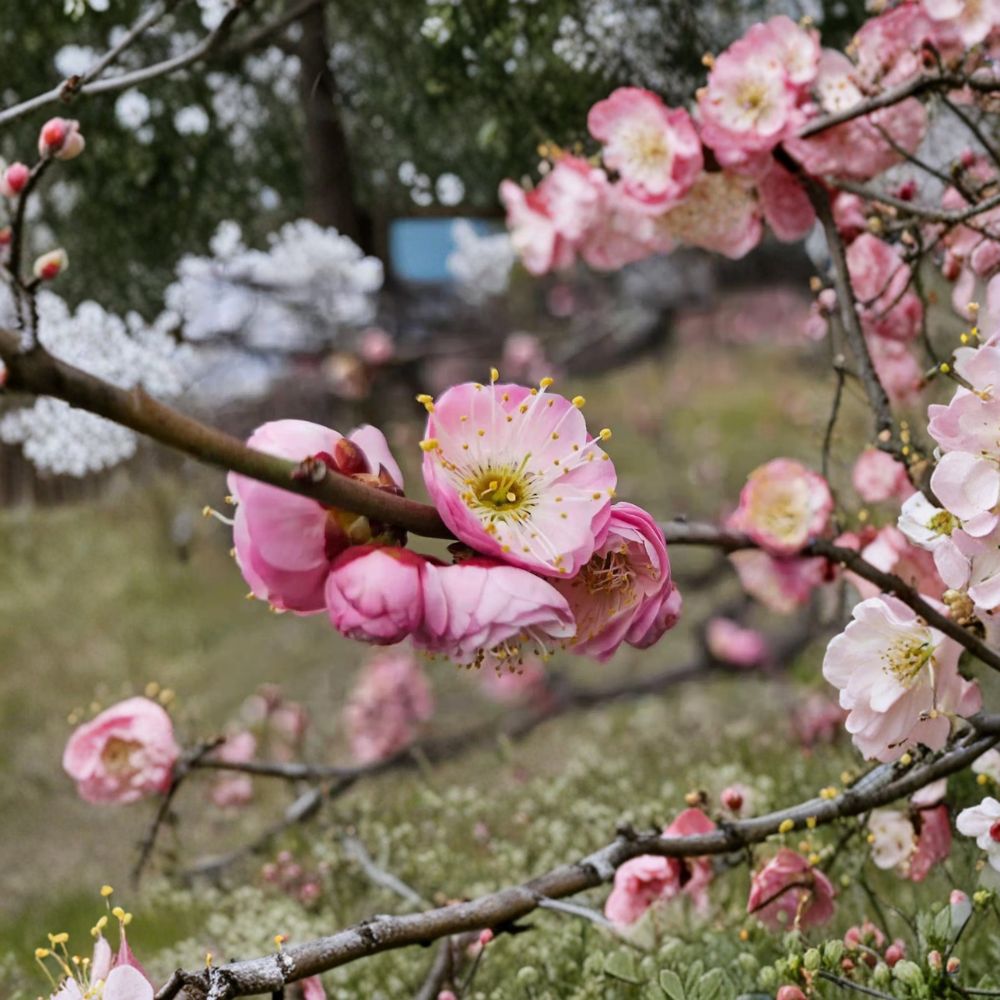 Fufen Ume Tree Prunus mume Live Plant 30-36 Inches Pale Pink Flowering Apricot Ornamental Plum Blossom