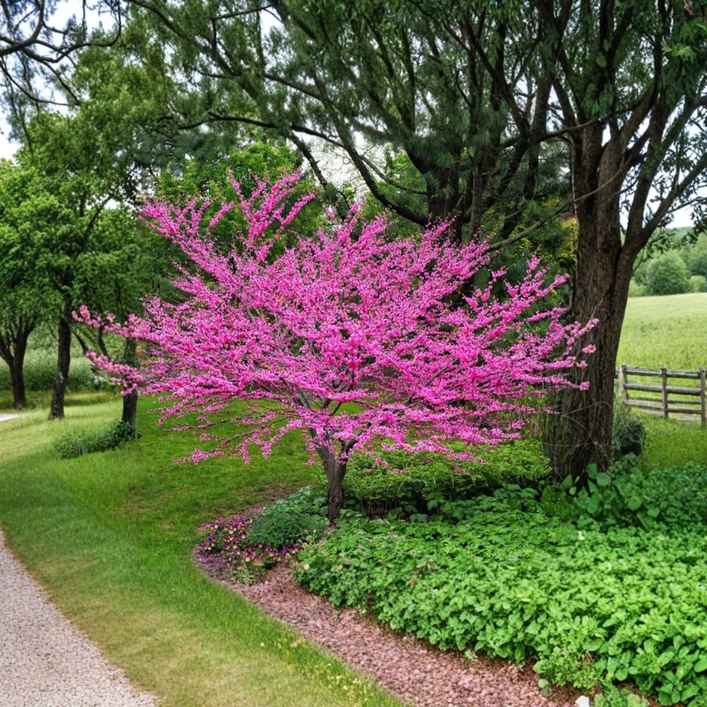 Eastern Redbud Tree Cercis canadensis 2-3 Feet Tall Potted Ornamental Pink Spring Bloom
