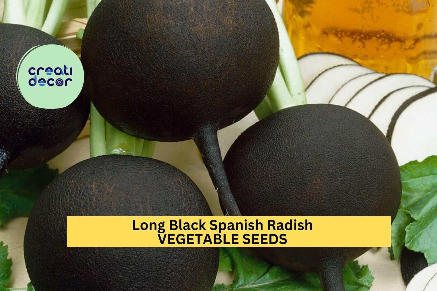 Long Black Spanish Radish Seeds – Heirloom Winter Radish, Black Skin & White Flesh, Raphanus sativus, 500+ Seeds