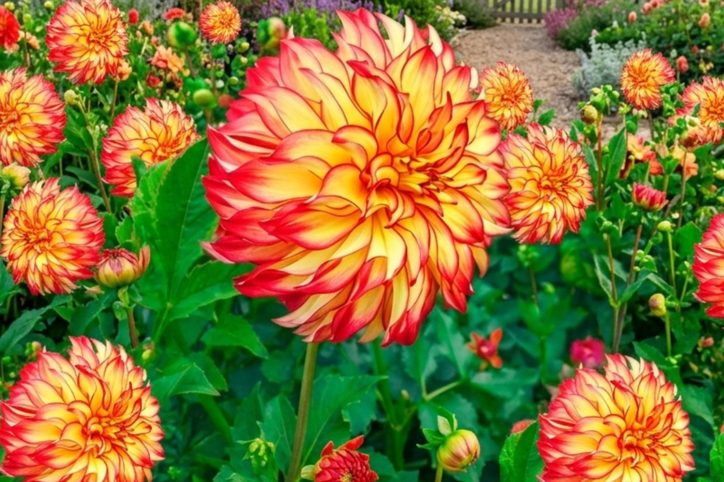 Dinnerplate Dahlia Bulb Clump Labyrinth Two Tone Dahlia pinnata Large Flowering Tuber