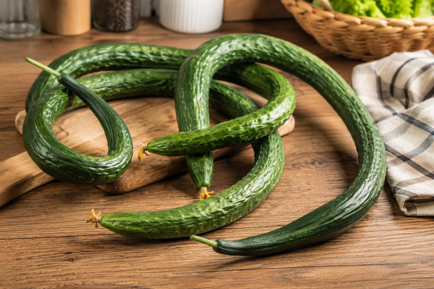 Chinese Snake Curved Cucumber Seeds – Asian Heirloom, Long Slender Curved Fruits, Crisp Texture, Mild Flavor, Climbing Vine, Fresh Eating