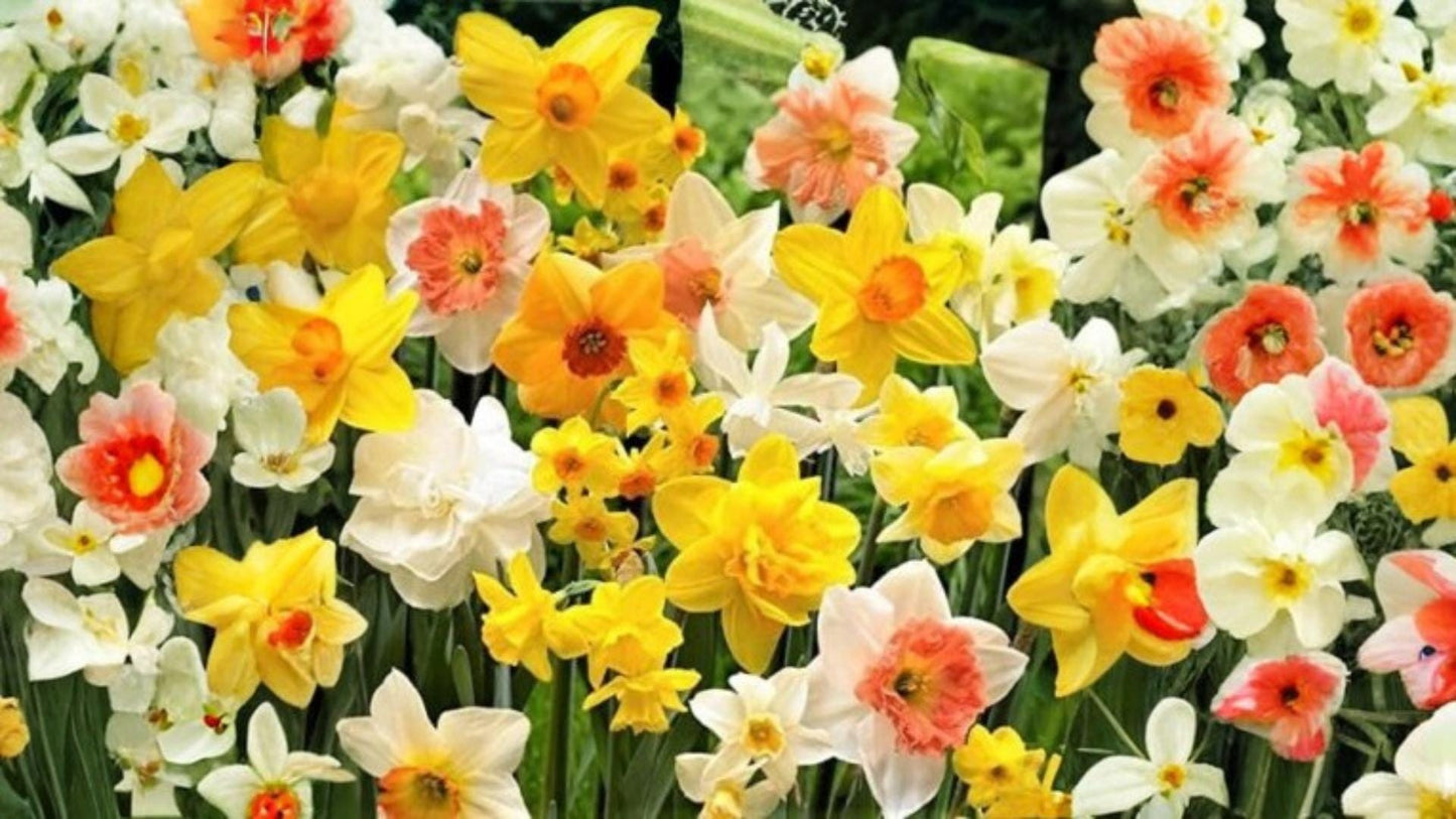 Mixed Daffodil Bulbs – Narcissus spp. – Spring-Blooming Perennial Flowering Bulbs for Garden Beds & Borders