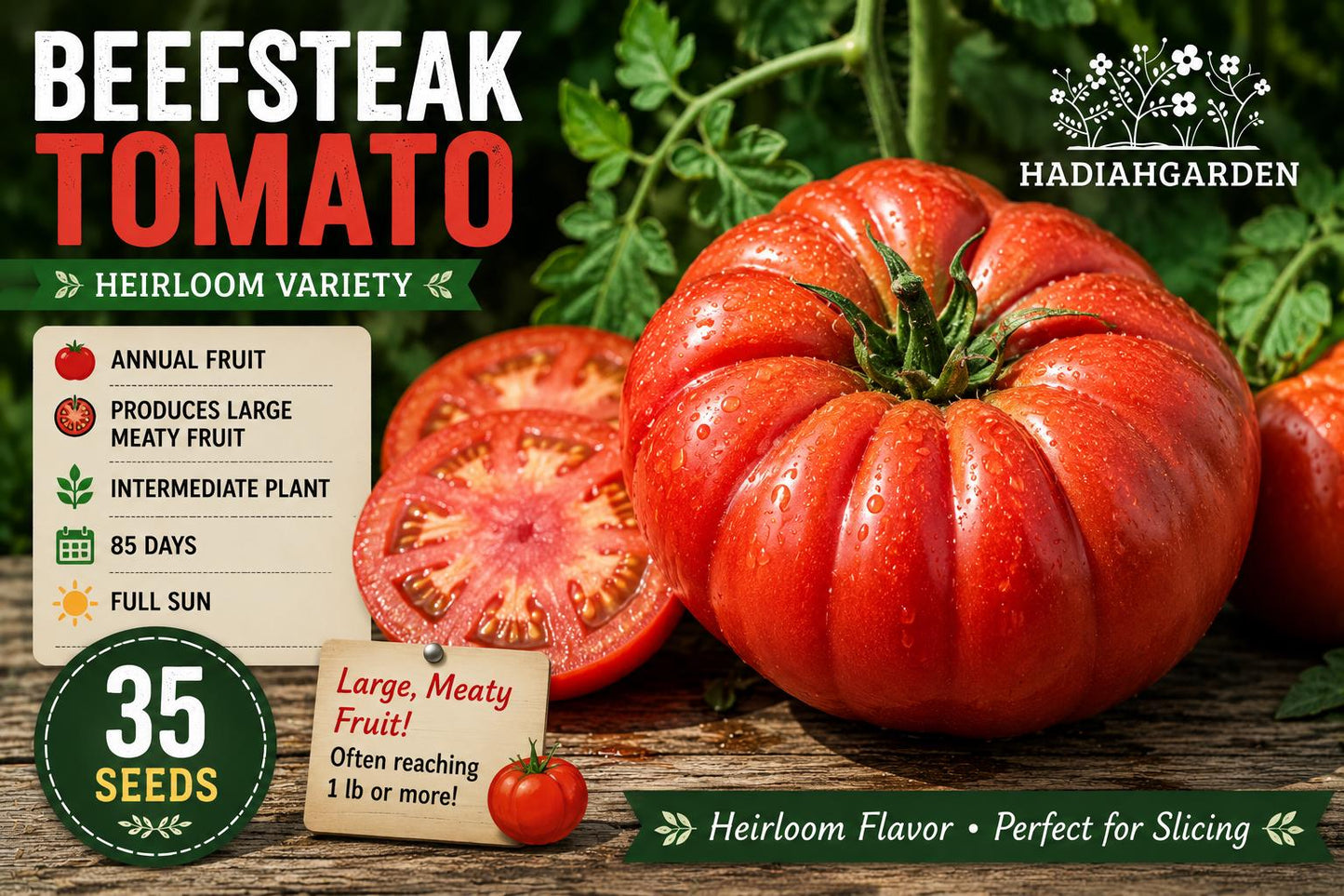 Beefsteak Tomato Seeds – Large Heirloom Fruit – Solanum lycopersicum – Vegetable Plant for Slicing & Fresh Use