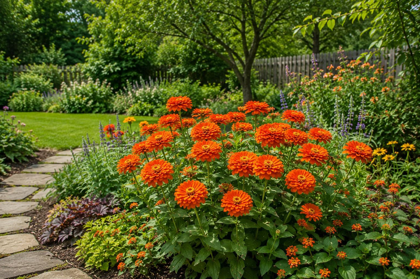 Orange Zinnia Seeds - 100 Premium Heirloom Zinnia elegans for Bright Garden Flowers and Cut Arrangements
