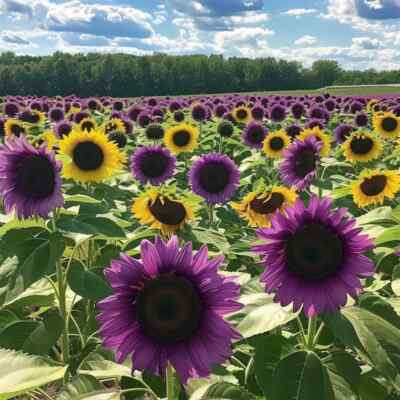 50 Rare Purple Sunflower Seeds - Heirloom Violet Glow - Easy to Grow Garden Flowers - Pollinator-Friendly Helianthus annuus