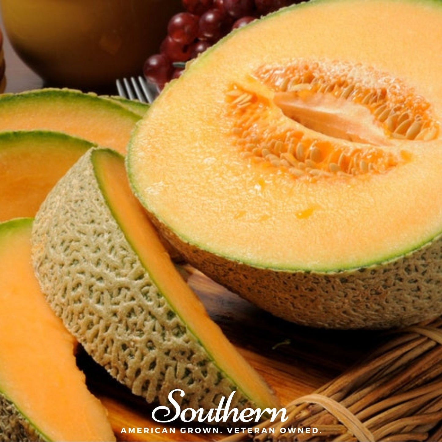 Planter's Jumbo Cantaloupe Seeds – Heirloom, Non-GMO, Open Pollinated, USDA Zones 3-12, Sweet Juicy Melon, Cucumis melo