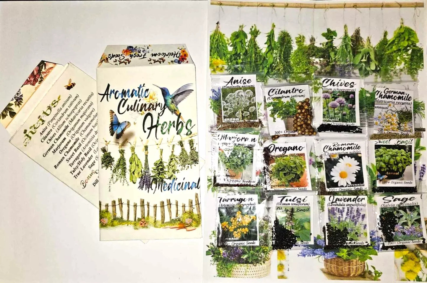 Culinary Herb Seeds Pack 12+ Varieties Heirloom Non-GMO Fresh Seeds for Home Gardening