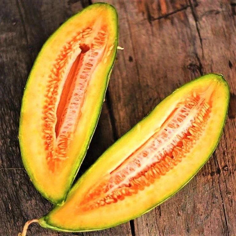 Banana Cantaloupe Seeds - Heirloom Cucumis Melo for 2025 Planting, Juicy Melons, Over 50 Non-GMO Seeds