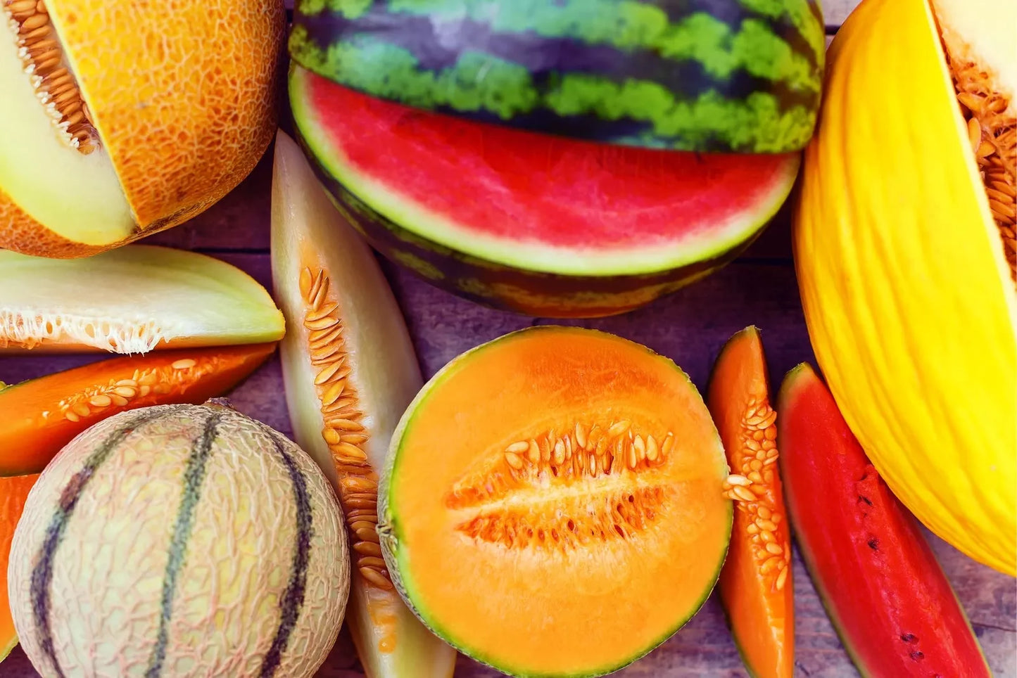 Garden Melon Mix Seeds 30 Pack, Easy to Grow, Juicy Varieties, Cucumis melo, Vining, Full Sun