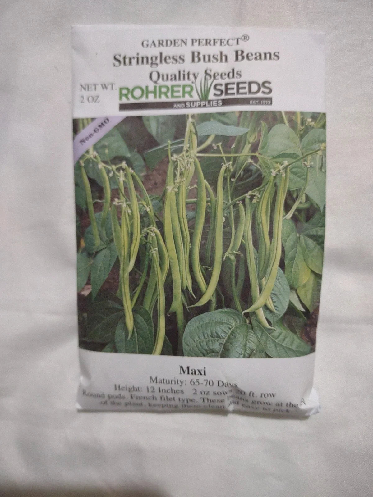 Stringless Bush Beans Seeds 2oz Maxi Pack, Phaseolus vulgaris, Compact Bush, Green Pods, Full Sun, Easy to Grow