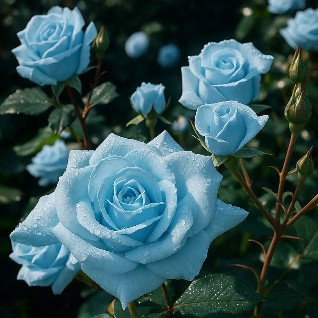 Light Blue Rose Seeds - Pack of 20 - Decorative Garden Variety Rosa spp. - Fragrant, Easy to Grow, Blue Blooms