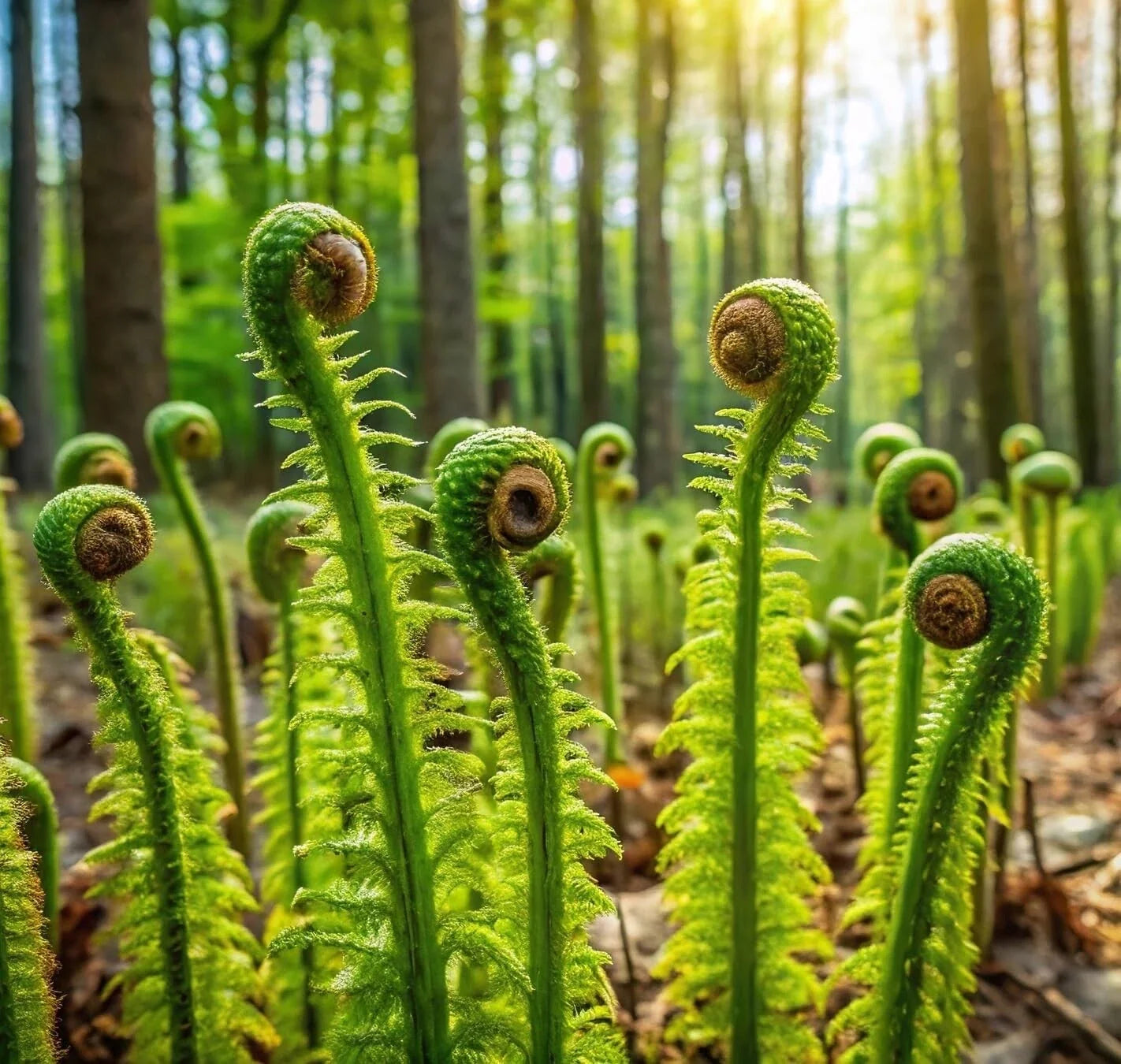 Fiddlehead Fern Plant - Starter Size - Fresh Green Matteuccia struthiopteris for Shade & Garden