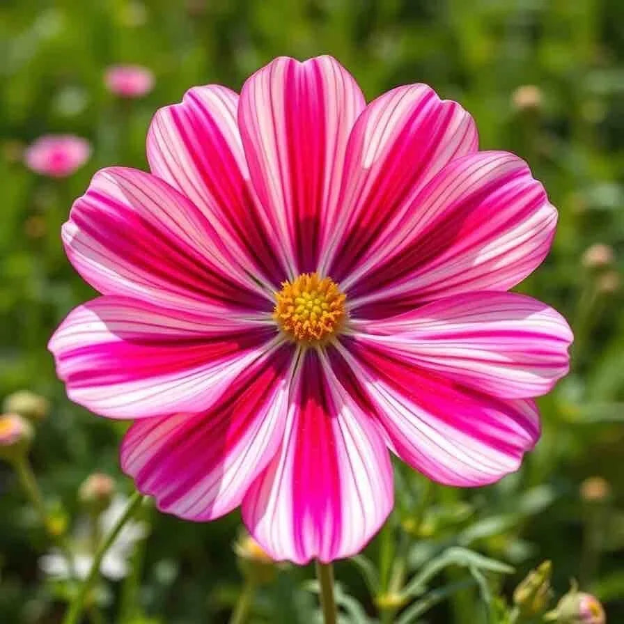 Cosmos Candy Striped Seeds - 100+ Bipinnatus Flower Seeds for Garden, Annual, Pink and White Stripes, Full Sun, Easy to Grow