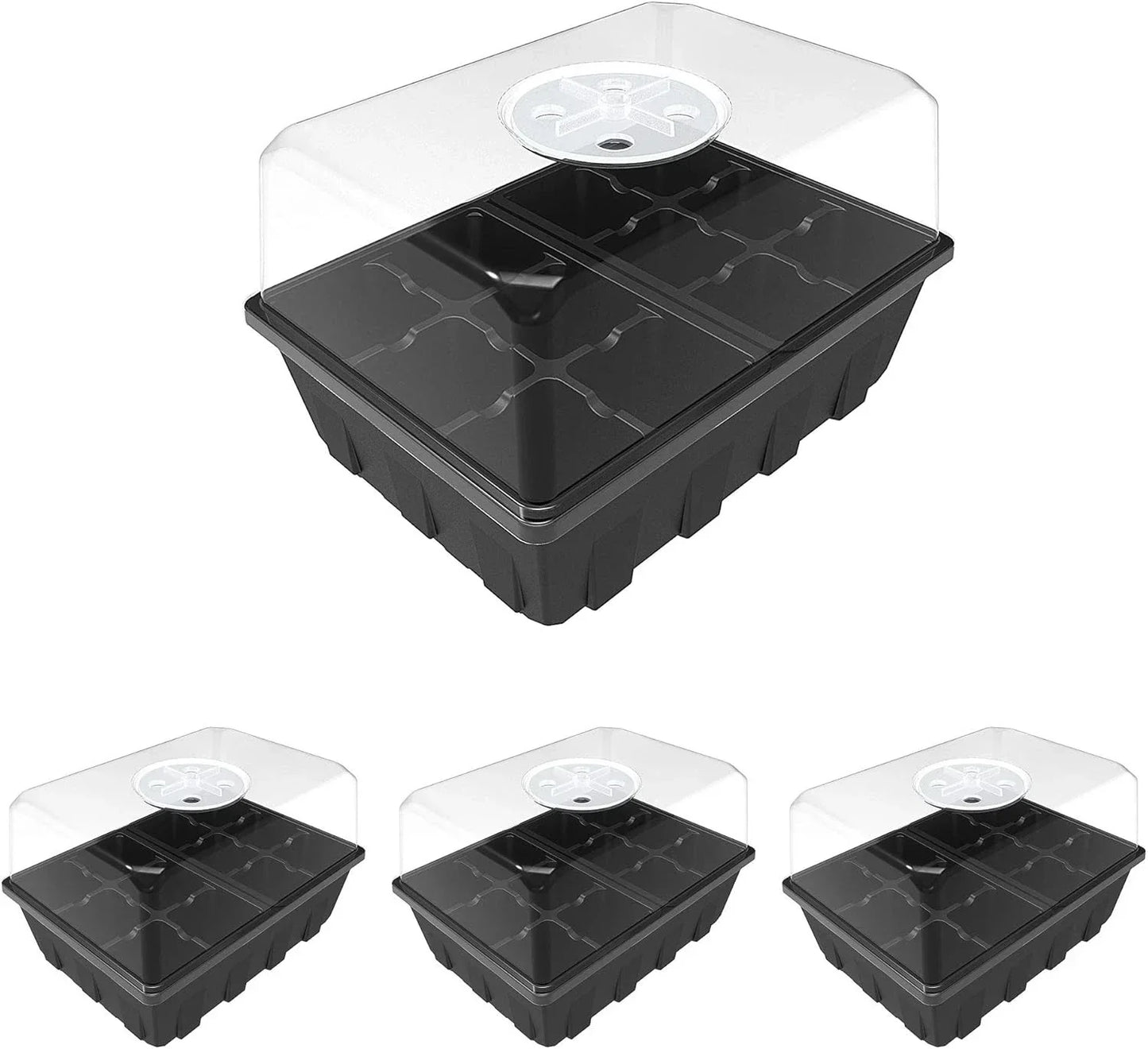Gardzen Seed Starting Tray 3-Pack - Durable Black Plant Germination Trays for Seedlings