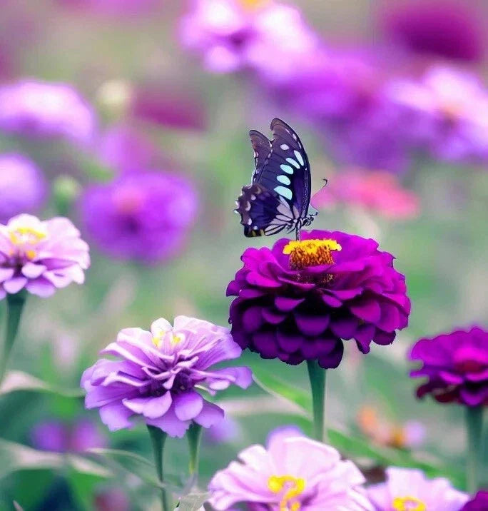 Purple Prince Zinnia Seeds - 50 Non-GMO Flower Seeds for Gardens & Attracting Butterflies - Zinnia elegans