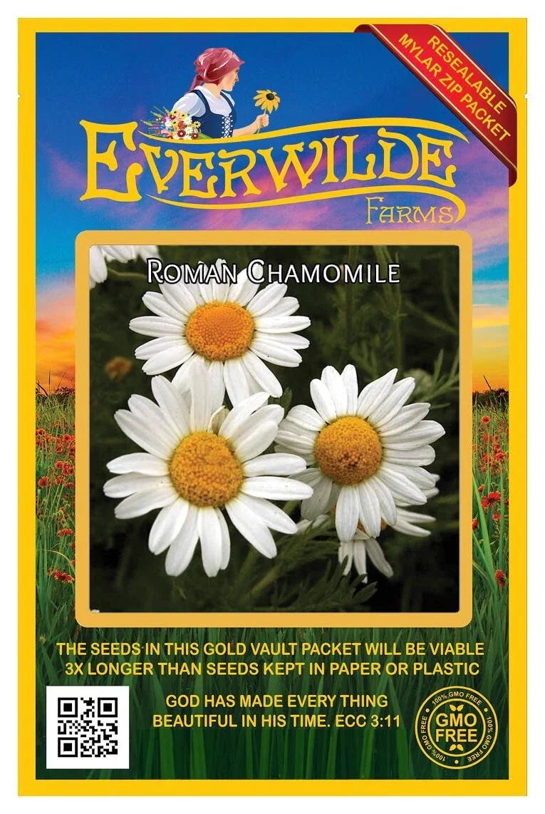 Roman Chamomile Wildflower Seeds - 1 Oz Mylar Packet - Chamaemelum nobile - Attracts Bees & Butterflies