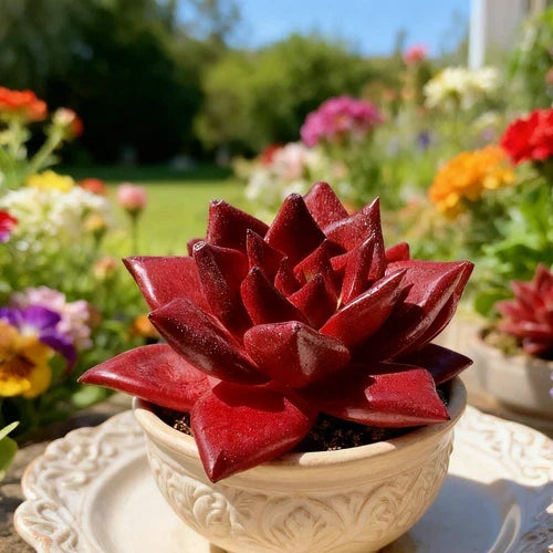 Echeveria Agavoides v. Romeo Rubin Succulent - Rare Ruby Red Bare Root Plant
