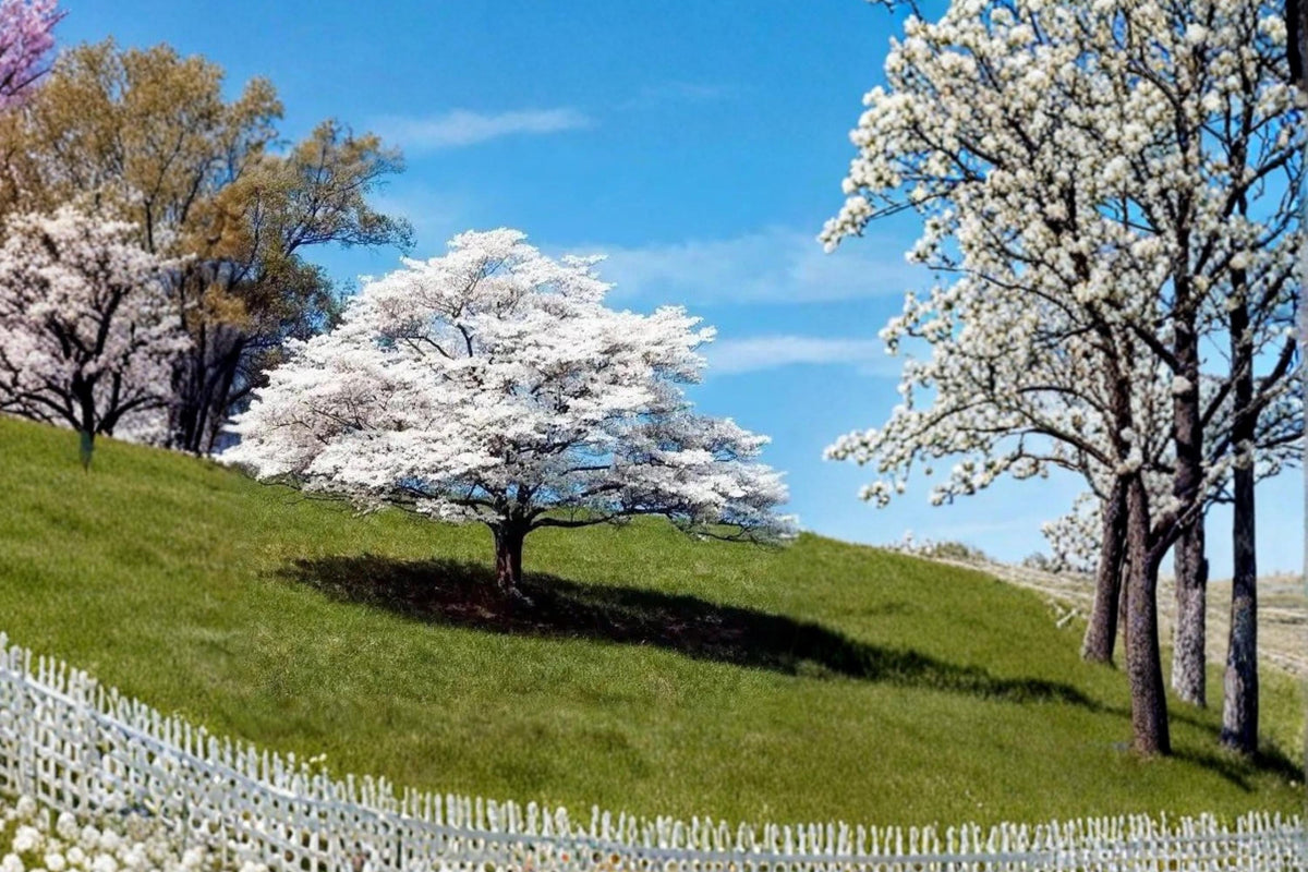 White Flowering Dogwood Trees - 2 ft Tall - Cornus florida - Spring Blooming Ornamental Trees - 2 Live Plants for Garden