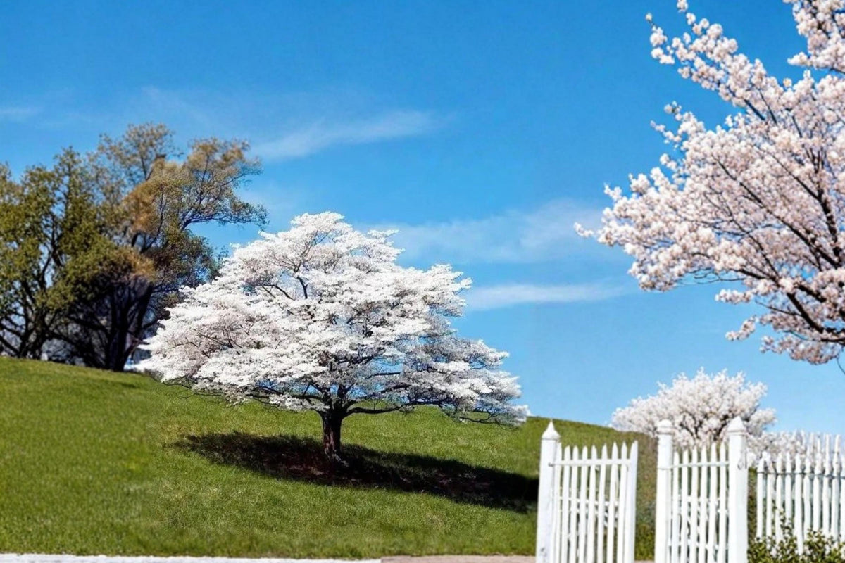 White Flowering Dogwood Live Plants 2ft Tall Cornus florida Ornamental Tree with White Spring Blooms