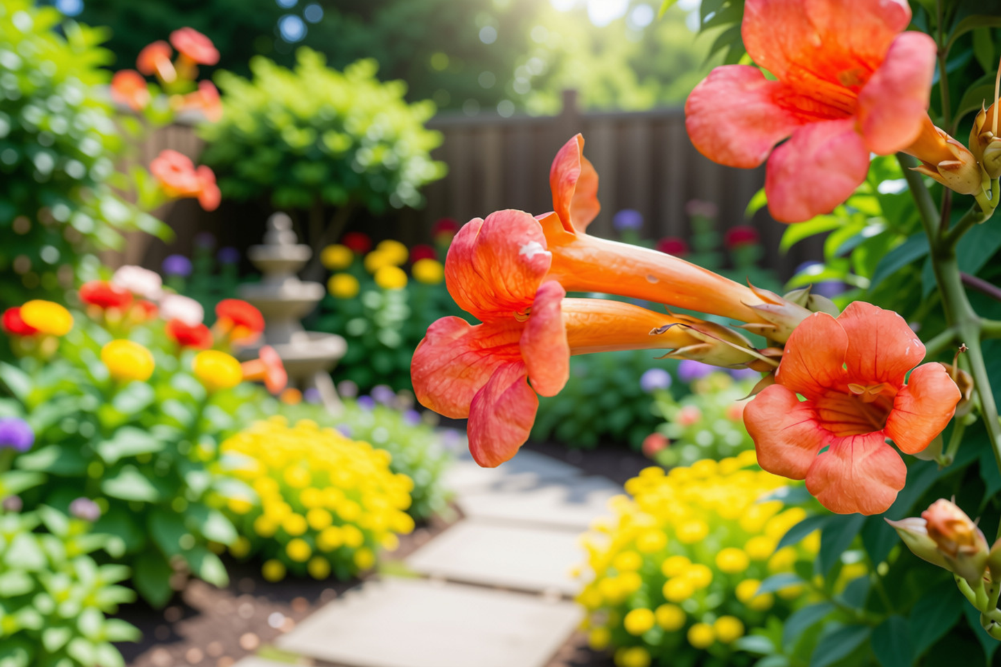 2 Trumpet Vine Bare Root Live Plants – Campsis radicans Perennial Climbing Vines