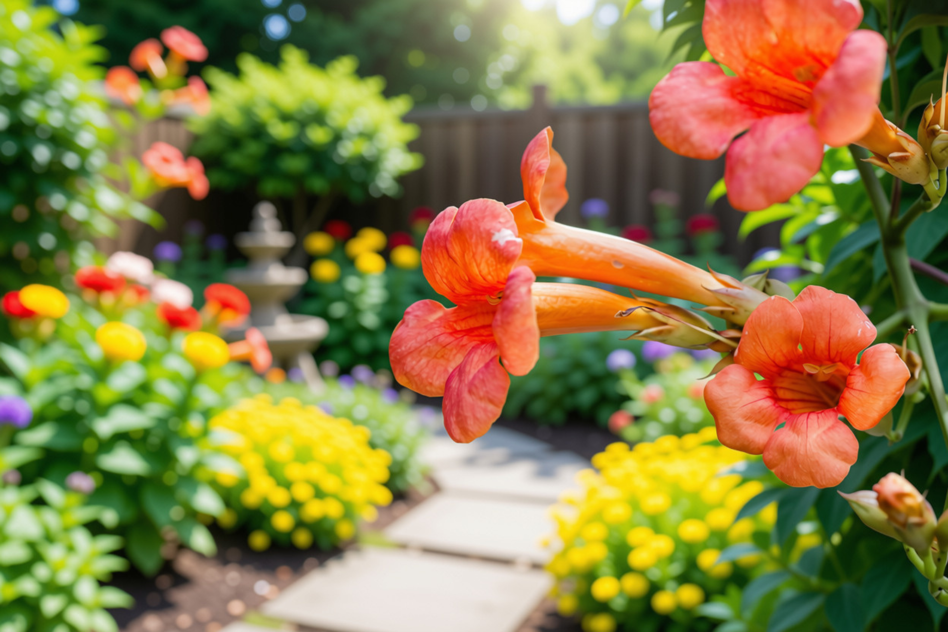 2 Trumpet Vine Bare Root Live Plants – Campsis radicans Perennial Climbing Vines