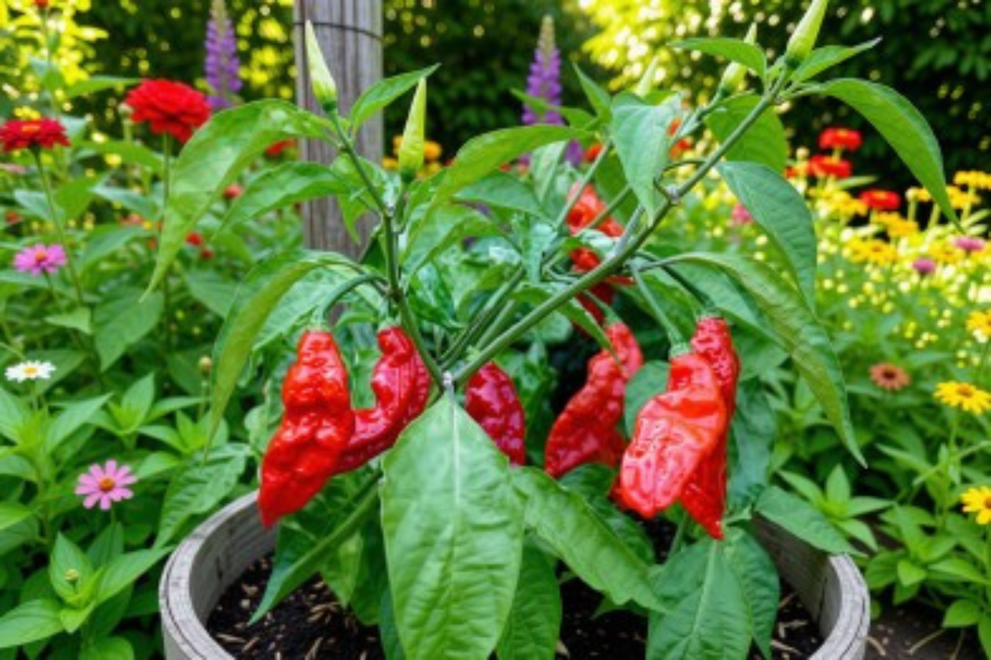 3 Red Ghost Bhut Jolokia Live Pepper Plants - 75+ Day Old Capsicum chinense