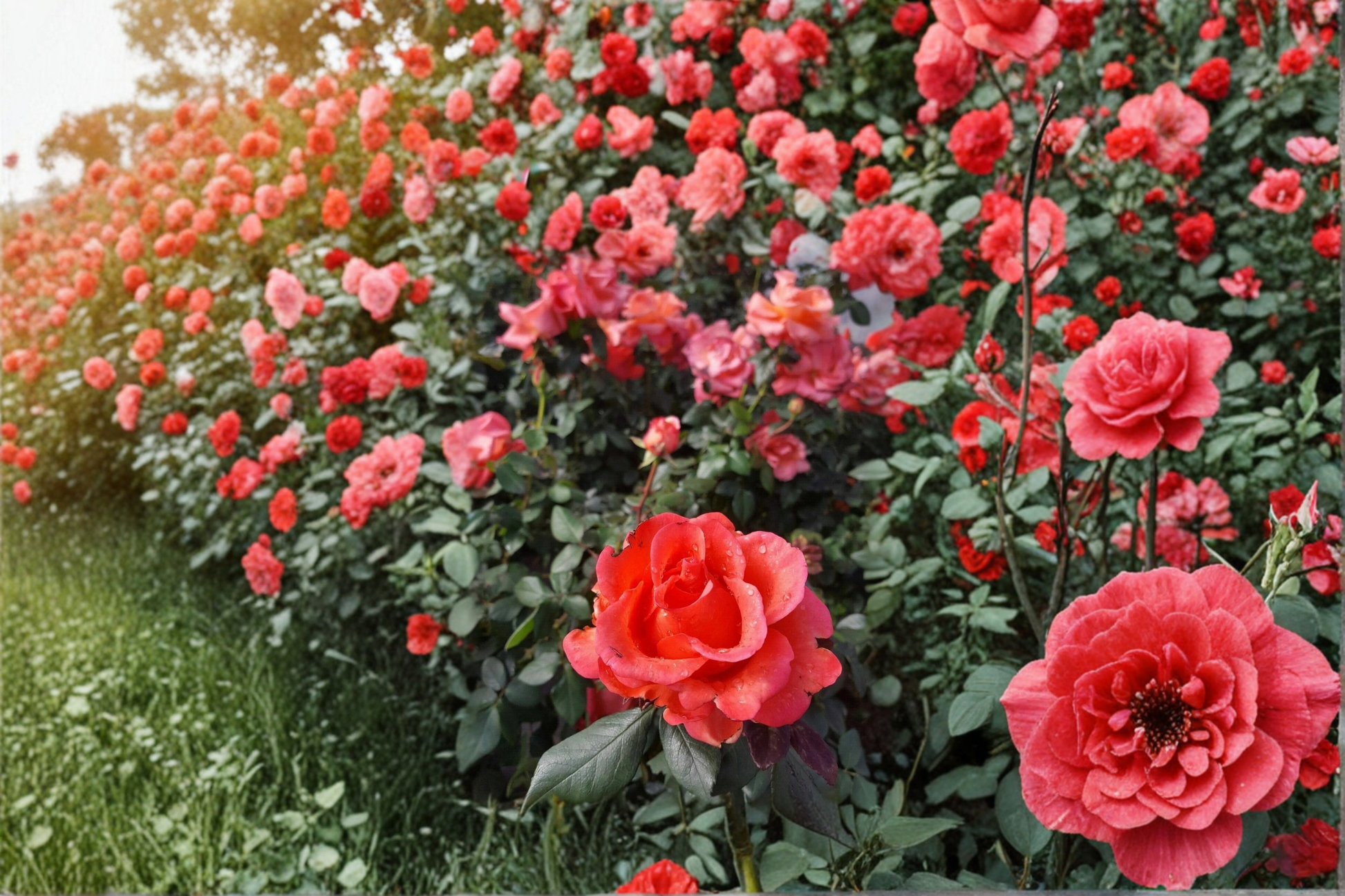 Ring of Fire Rose Plant 3 Gal Hybrid Tea Bush Red Yellow Blooms Garden Landscape Flowering Shrub