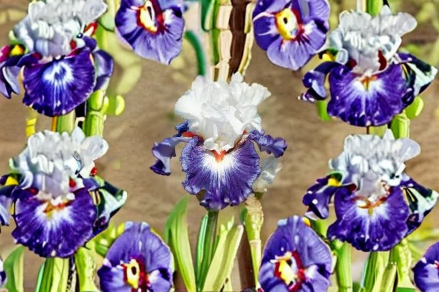Gypsy Lord Iris Live Plant – Violet White Bearded Iris Perennial