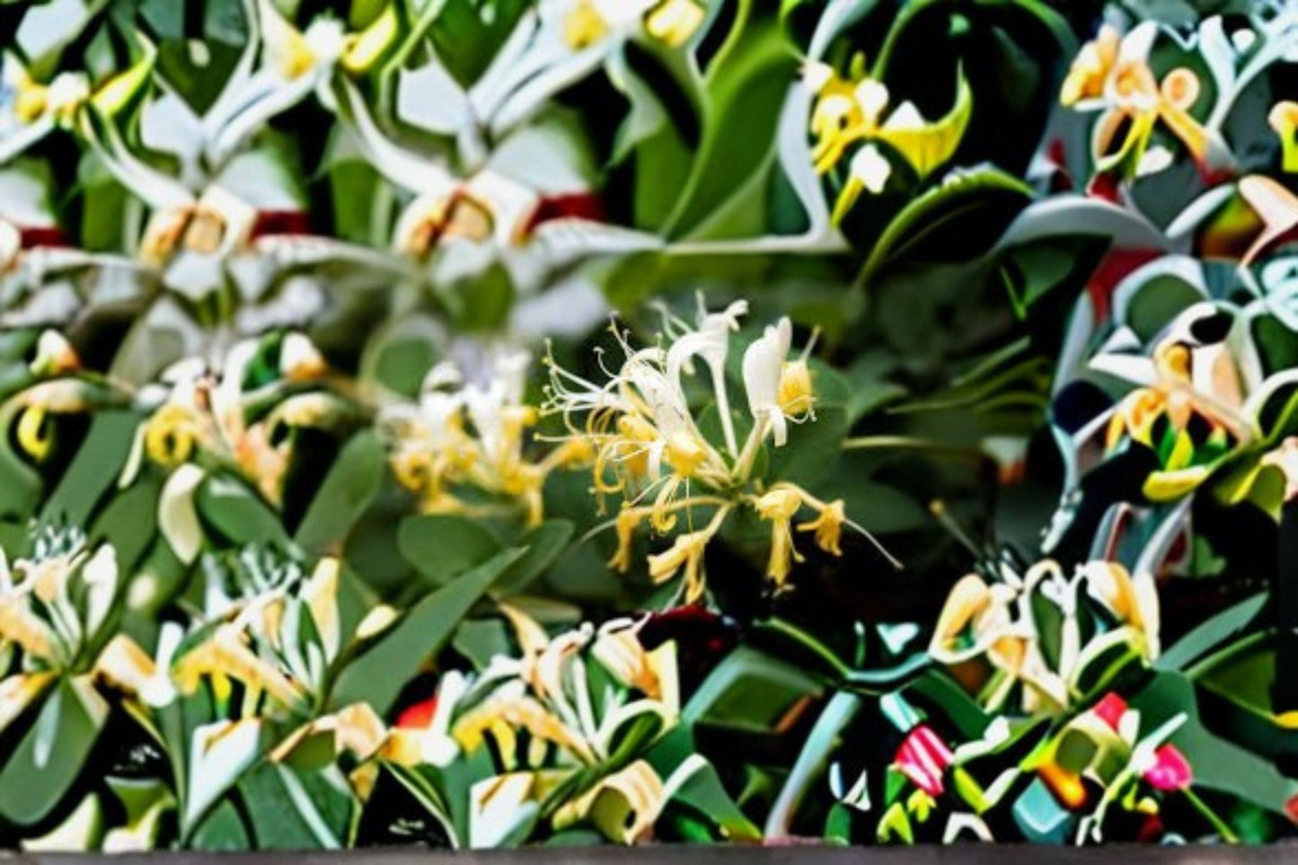 Japanese Honeysuckle Plant – Lonicera japonica Flowering Climbing Vine with Yellow and White Blooms