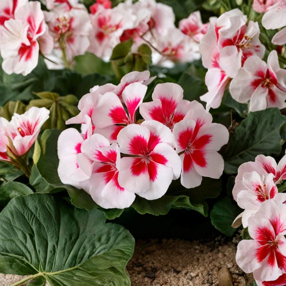 Calliope Medium White Splash Geranium Live Plant Plug | 2 Inch Pot | Pelargonium Annual Flower