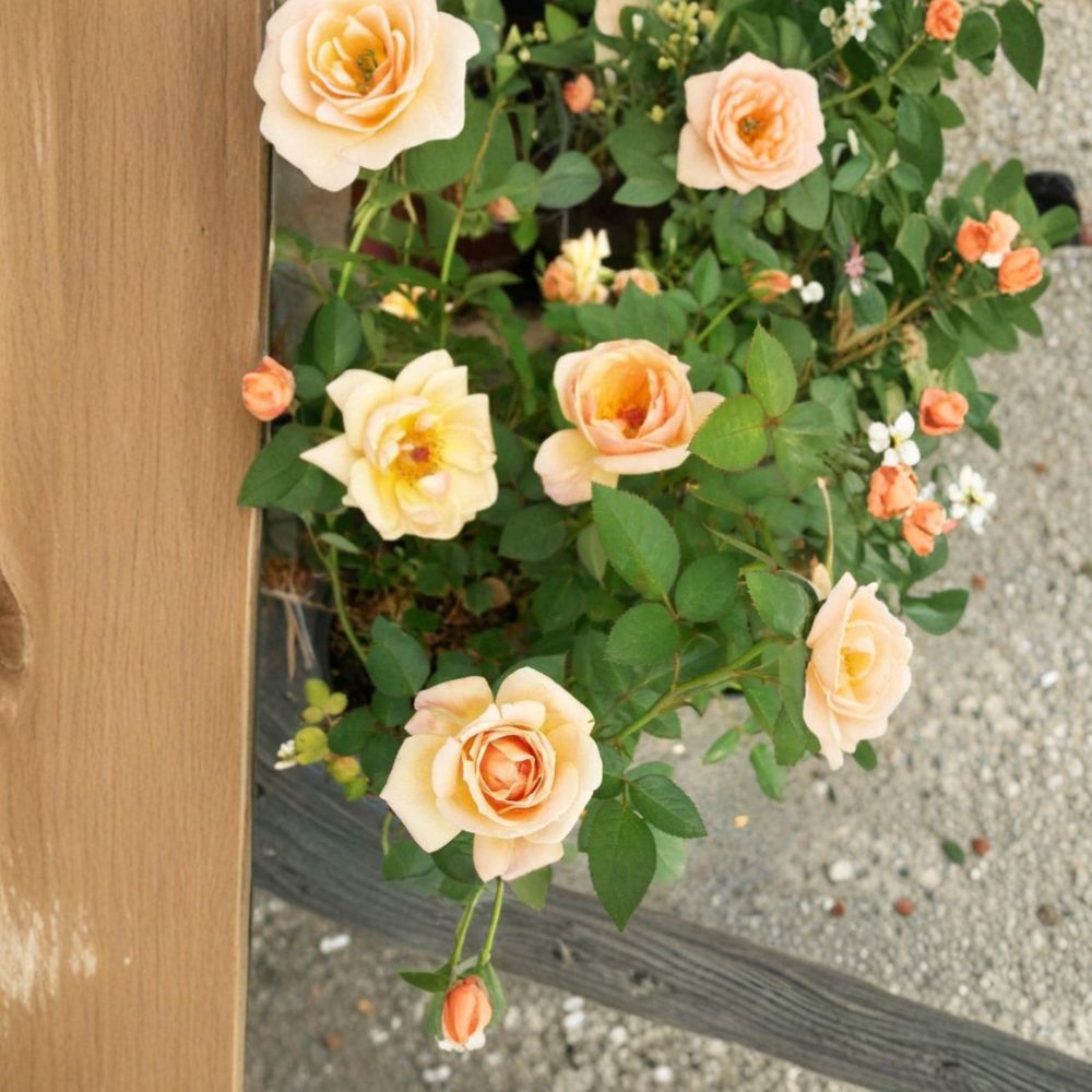 Southern Peach Rose Miniature Rose Bush | 2 Gallon Apricot Yellow Flowering Shrub