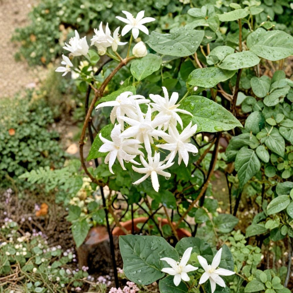 Belle of India Jasmine Live Plant – Jasminum sambac in 4 Inch Pot with Double White Fragrant Blooms