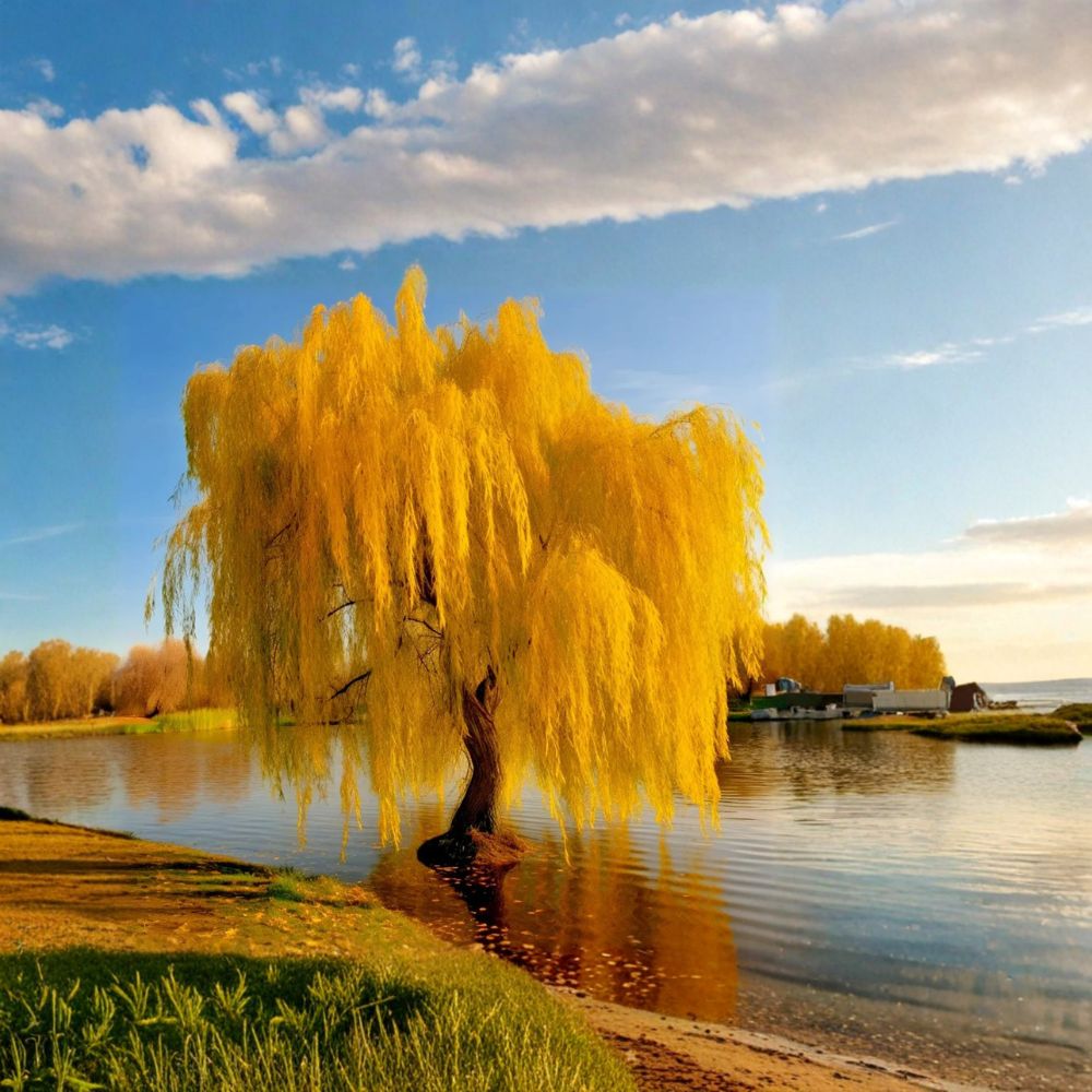 Golden Weeping Willow Tree – Salix babylonica Live Potted Plant for Bonsai & Landscape