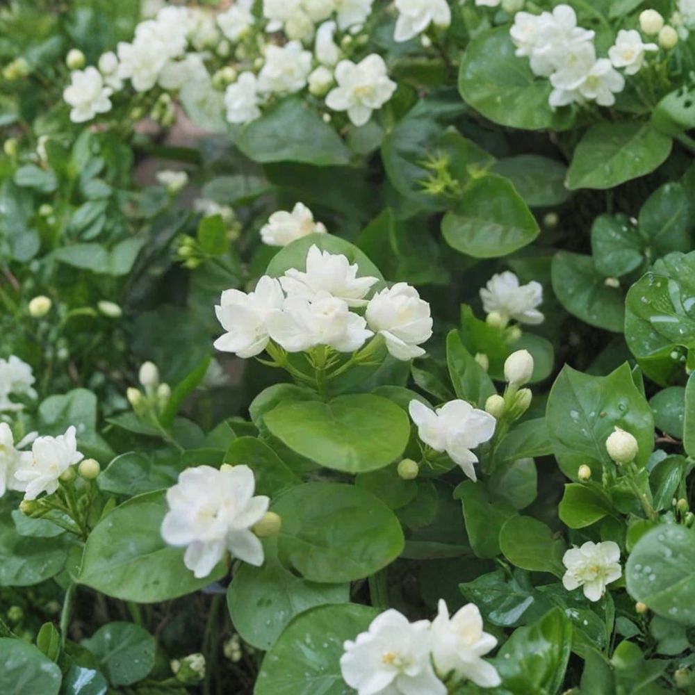 Arabian Jasmine Jasminum sambac Starter Plants - Set of 10 Pure White Fragrant Blooms for Indoor & Outdoor